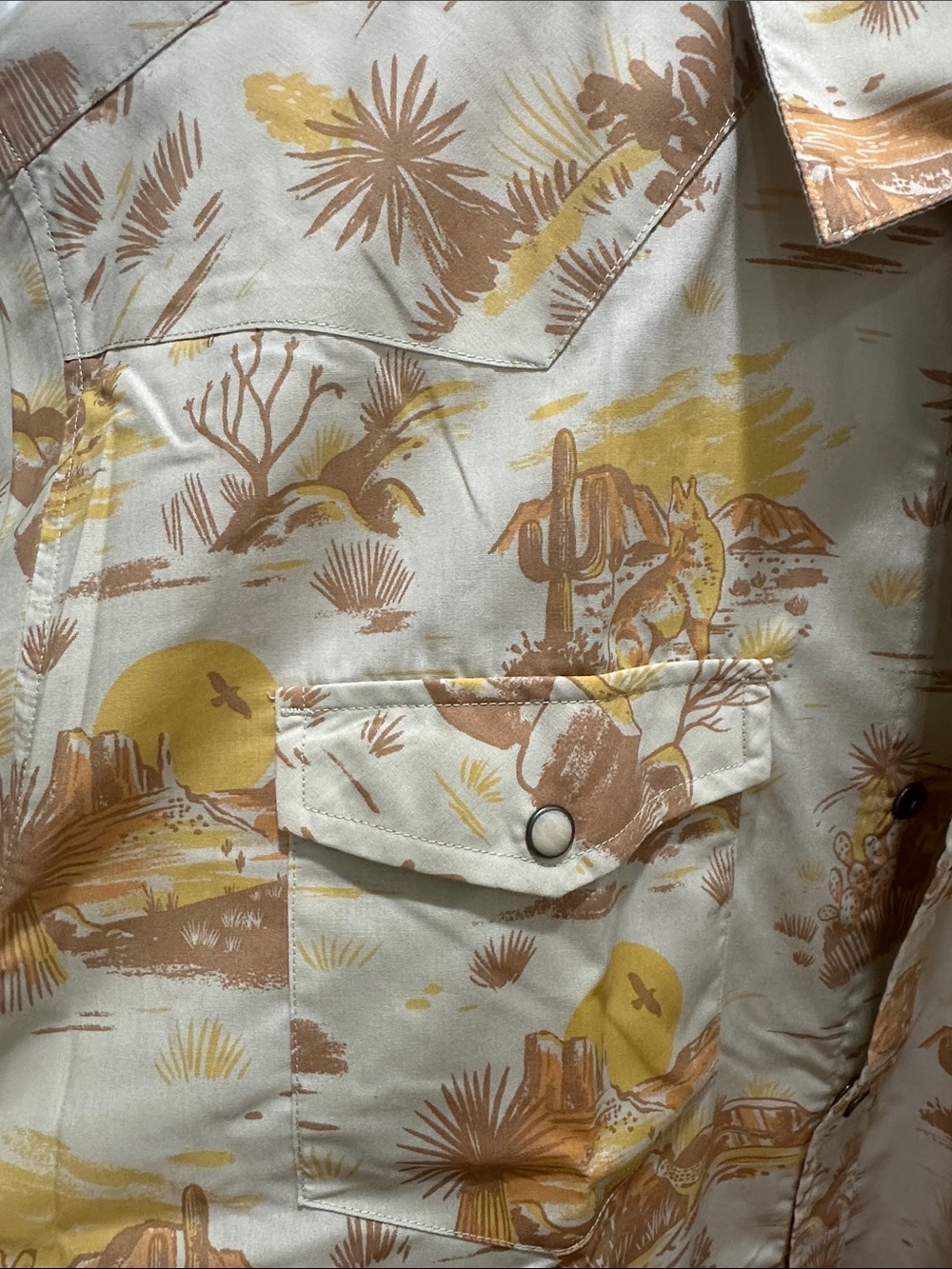 Howler Brothers Beige and Mustard Desert Print Short Sleeve Button-Down - Picture 2 of 5